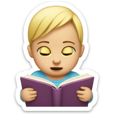 Crying baby reading book sticker