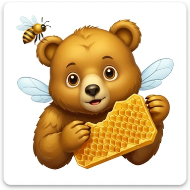 bear eating honeycomb with bees flying around sticker