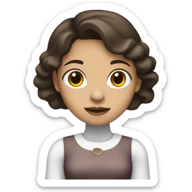 A women with dark brown hair and light skin wearing a dress sticker