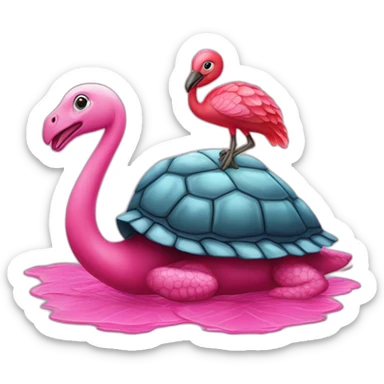 Tortue sur un flamand rose sticker