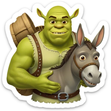 Shrek holding donkeys buřt sticker