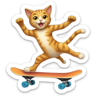 Cat doing a kickflip sticker