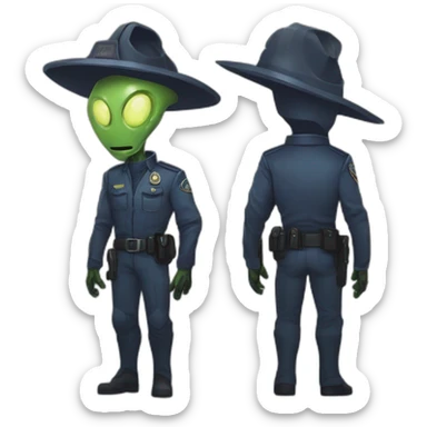 alien policeman scifi roguelike rpg style inspired by slay the spire digital art sticker