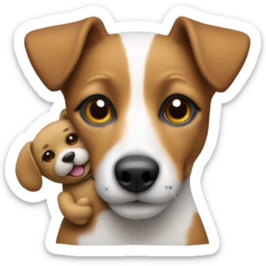 a jack russel with a teddy bear sticker
