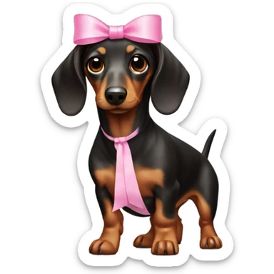 small sausage dog with pink bow sticker