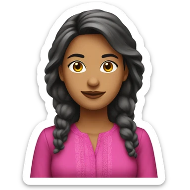 Mujer cabello castaño delgada y camisa fucsia  sticker