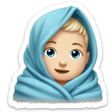 a little newborn baby  wrapped in blue blanket, blue eyes  sticker