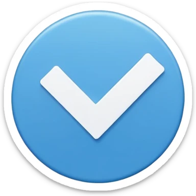 Simple blue circle check mark badge, minimal flat style, transparent bg --ar 1:1 sticker