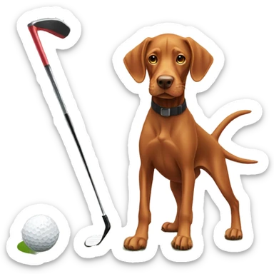 Vizsla playing golf sticker