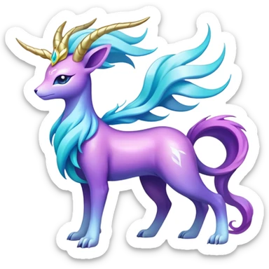 Shiny Exotic Colorful Ethereal Sparkly Amaura-Suicune-Aurorus-Fakémon-hybrid-creature (full body)  sticker