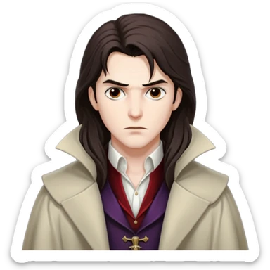 Vampire Hunter D with dark brown long hair sticker