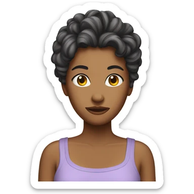 Woman messy hair pajamas  sticker