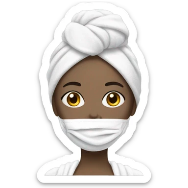 Create a girl in a towel and face mask looking super chic  sticker