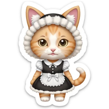 Kitten in a maid outfit  sticker