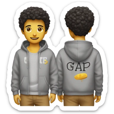 Chico con sudadera estampada con el texto “gap” sticker