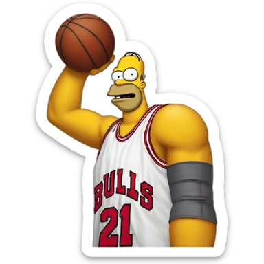 homer simpson wearing a chikago bulls jersey sticker