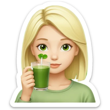 blonde girl drinking matcha sticker