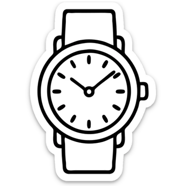 watch, simple outlined icon style, crisp black lines, no fill sticker