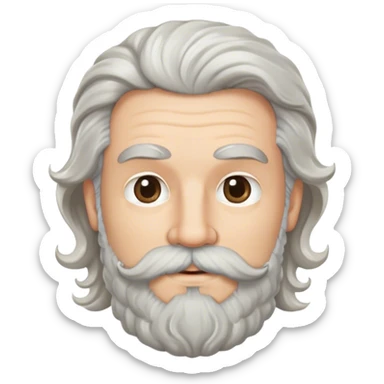 white Guy with salt and pepper wavy hair, beard and mustache sticker