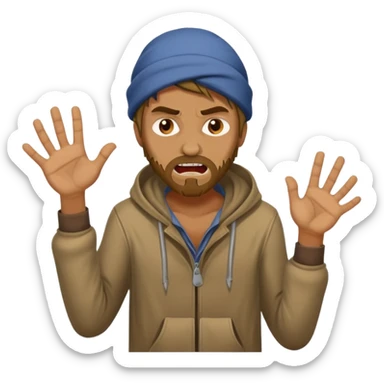 homeless guy mugging someone sticker