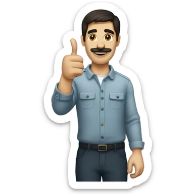 dark hair dark eyed man with short mustache thumbs up  sticker