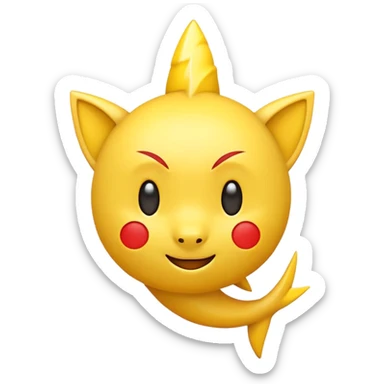 yellow emoji with red cheeks and pointy ears, small lightning bolt tail, 3D emoji style, 1:1
 sticker
