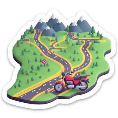motorcycle route map with checkpoints and scenic views sticker