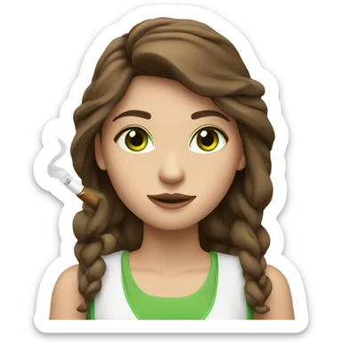 girl with brown hair and green eyes with electric cigarette  sticker