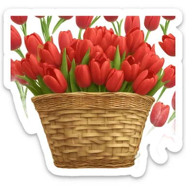 Red tulips bouquet in basket the same as the white ones you gave me without the bow. Tulips only in basket sticker
