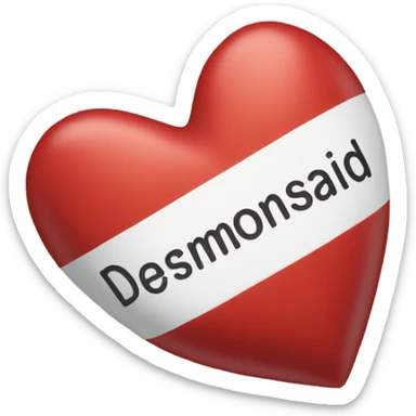 Red heart with Desmond written on the inside sticker