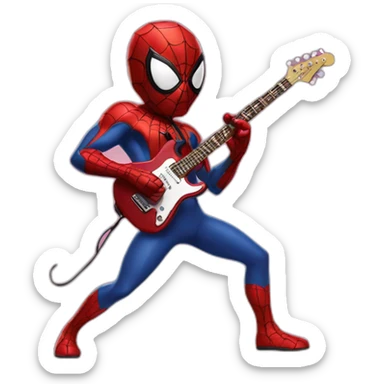 spiderman playing an electric guitar sticker