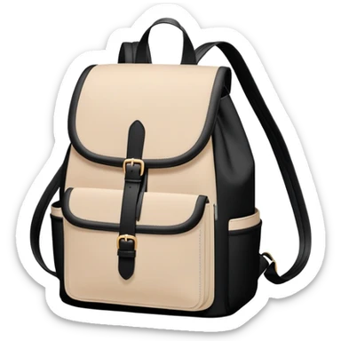 black women's commuter backpack with beige trim, minimal aesthetic, plain sticker