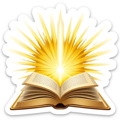 Un libro con un aura de colores vibrantes, con destellos dorados flotando a su alrededor,  un rayo de luz atravesándolo, simbolizando la explosión de creatividad sin miedo. book of creative power  sticker