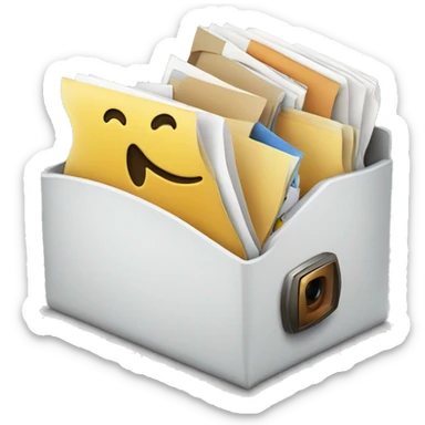 a folder that contains printed photos and a camera for taking them sticker