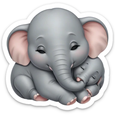Meme-Worthy Cute Sleeping Baby Elephant Portrait Emoji, Head resting peacefully with a contented smile, showcasing a delightfully tiny build and a luxuriously soft gray hide, eyes shut in a serene, restful nap, Simplified yet hilariously adorable features, highly detailed, glowing with a soft, drowsy light, high shine, relaxed and utterly lovable, stylized with an air of playful laziness, bright and heartwarming, soft glowing outline, capturing the essence of a comically sleepy baby elephant, so meme-worthy it feels like it could instantly become the next viral sensation of adorable slumber! sticker