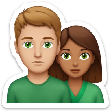 White male with big white female naked brown hair woman has green eyes sticker