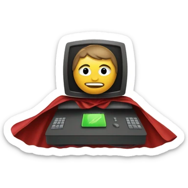 computer wearing a superhero cape sticker