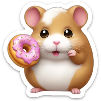 white hamster eat choco donut sticker