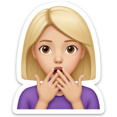 girl shocked with hand over mouth sticker
