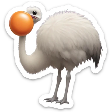 A cute ostrich eating a giant pill sticker