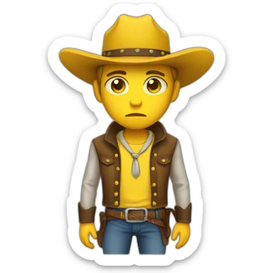 sad cowboy yellow fullbody sticker