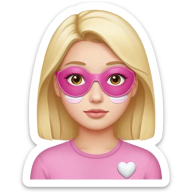 Girl with pink self care under eye patches sticker