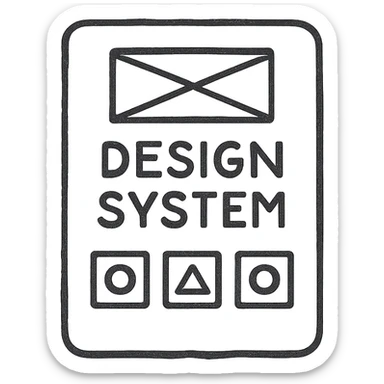 icon of a design system, icon style, flat colors, simple, minimalistic sticker