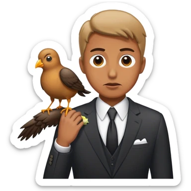 Man in a suit and a bird pissing on him sticker