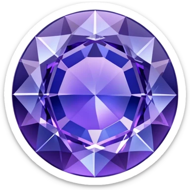 Round cut tanzanite gemstone with holographic blue-purple color shift and brilliant facets sticker