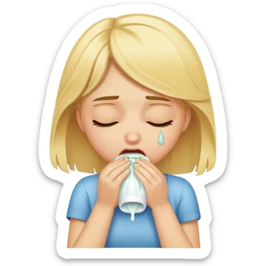 Blonde girl vomiting  sticker