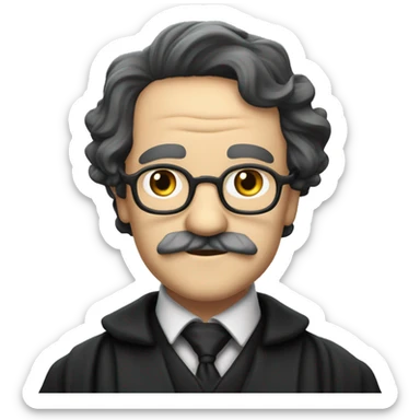 Professor Filius Flitwick with straight black hair and a mustache sticker