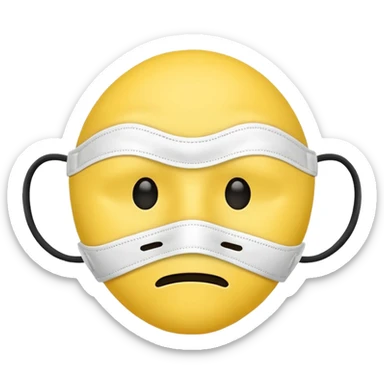 A sad face emoji coverd by a happy face mask sticker