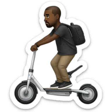 Kanye west riding Trottinette freestyle sticker