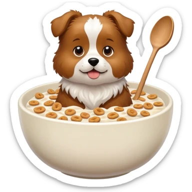 dog in a bowl of cereal sticker